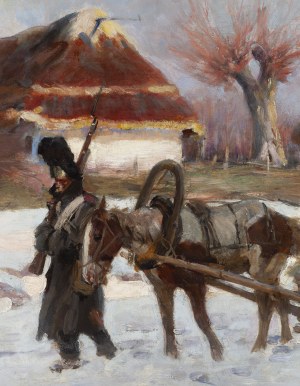 Wojciech Kossak (1856 Paryż - 1942 Kraków), Grenadierzy. Odwrót spod Moskwy, 1910