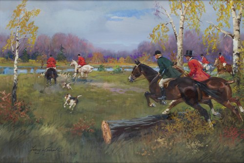 Jerzy Kossak (1886 Kraków - 1955 Kraków), Polowanie par force, 1930