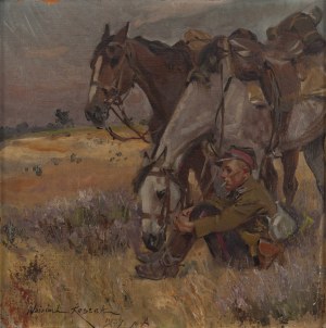Wojciech Kossak (1856 Paryż - 1942 Kraków), Odpoczynek ułana, 1927