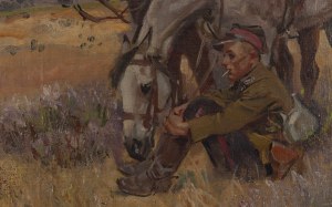 Wojciech Kossak (1856 Paryż - 1942 Kraków), Odpoczynek ułana, 1927