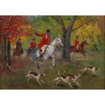 Jerzy Kossak (1886 Kraków - 1955 Kraków), Polowanie par force, 1943
