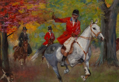 Jerzy Kossak (1886 Kraków - 1955 Kraków), Polowanie par force, 1943