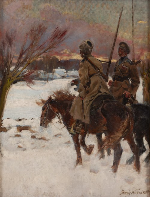 Jerzy Kossak (1886 Kraków - 1955 Kraków), Kozacki patrol, 1917