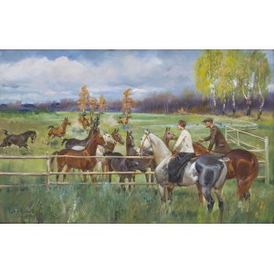 Jerzy Kossak (1886, Kraków – 1955, Kraków), The Stud Farm
