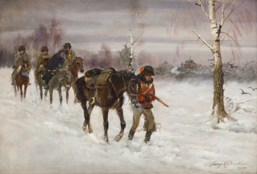 Jerzy Kossak (1886 Kraków - 1955 Kraków), Powrót Napoleona z kampanii rosyjskiej, 1937
