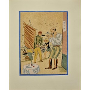 Léonard Tsuguharu Foujita (1886–1968) „Návštěvník opiové doupěte“ (L'Abonné de la maison d'opium) z cyklu „Úvahy opiového kuřáka“ (Propos d'un intoxiqué) 1928