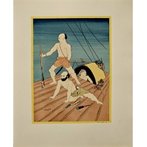 Léonard Tsuguharu Foujita (1886–1968) „Piráti na džonce“ (Pirates indochinois sur leur jonque) ze cyklu „Úvahy opiového závisláka“ (Propos d'un intoxiqué), 1928