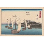 Utagawa Hiroshige, Fūkei-ga—a landscape painting, Sails Returning to Yabase