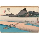 Utagawa Hiroshige, Kanaya (Crossing the Wide Ōi River), from the Tōkaidō series
