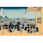 Katsushika Hokusai, Sazaidō at the Temple of the Five Hundred Arhats, fūkei-ga—an urban landscape with a genre scene