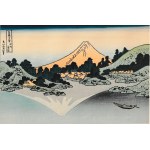 Katsushika Hokusai, Reflection of Mount Fuji in Lake Misaka in Kai Province, fūkei-ga—landscape