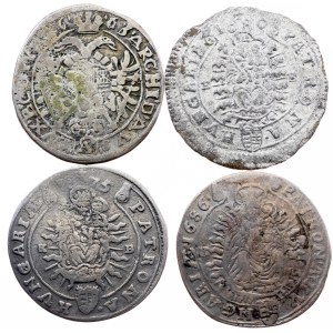 Leopold I., 4 × 15 kreuzerů, 1663–1686, Vídeň a Kremnitz