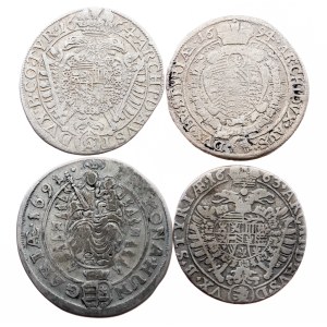Leopold I., 4 x 15 Kreuzer 1663-1694, Vienna, Graz and Kremnitz