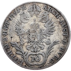 Leopold II., 10 kreuzerů, 1791, A, Vídeň