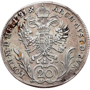 Leopold II., 20 Kreuzer 1791, F, Hall