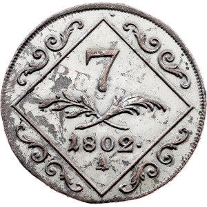 Franz I. (II.), 7 kreuzerů 1802, A, Vídeň – přeražba