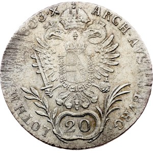 Franz I. (II.), 20 kreuzerů 1803, F, Hall