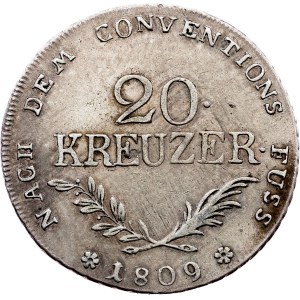 Franz I. (II.), 20 kreuzerů, 1809, Hall