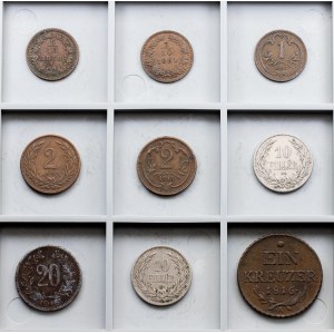 Habsburg, Lot of 9 Coins 1816-1916, Vienna and Kremnitz