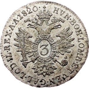 Franz I. (II.), 3 kreuzer, 1820, A, Vídeň