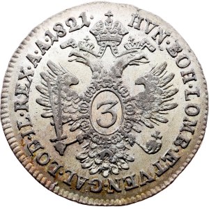 Franz I. (II.), 3 kreuzer, 1821, A, Vídeň
