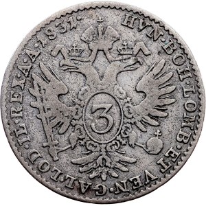Franz I. (II.), 3 Kreuzer 1831, A, Vienna - RR!