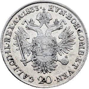 František I. (II.), 20 kreuzerů 1833, C, Praha
