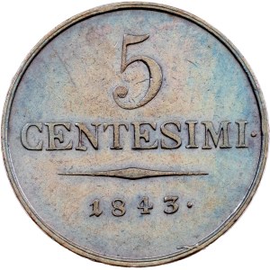 Ferdinand V., 5 centesimů, 1843, V, Benátky