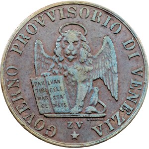Prozatímní vláda, 5 centesimů 1849, Z.V., Benátky