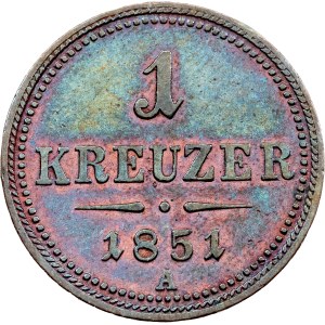 František Josef I., 1 kreuzer, 1851, A, Vídeň