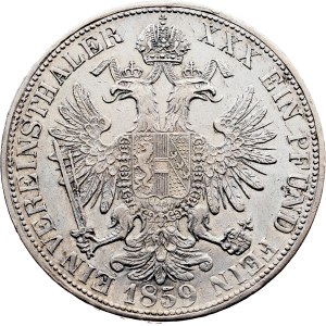 Franz Joseph I., 1 Vereinsthaler 1859, A, Vienna