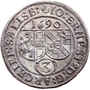 Salcburské arcibiskupství, 3 kreuzery, 1690, Salcburk