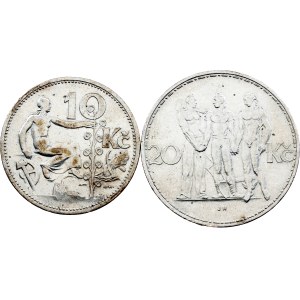 Československo, 10 a 20 korun, 1931–1933, Kremnitz