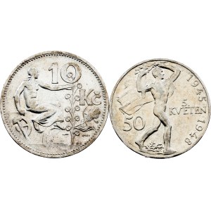 Československo, 10 a 50 korun, 1931–1948