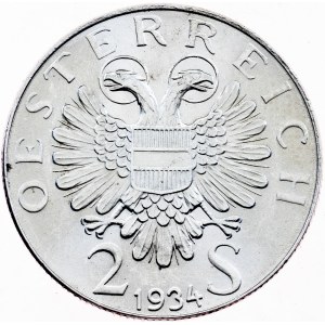 Rakousko, 2 šilinky, 1934, Vídeň
