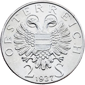 Rakousko, 2 šilinky, 1937, Vídeň