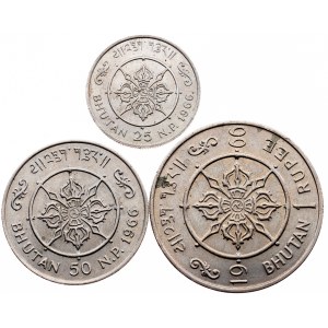 Kingdom of Bhutan, 25, 50 Naya Paisa, 1 Rupee 1966, London