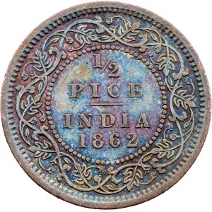 Britská Indie, 1/2 pice, 1862, Kalkata