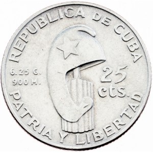Cuba, 25 centavos 1953, Filadelfia
