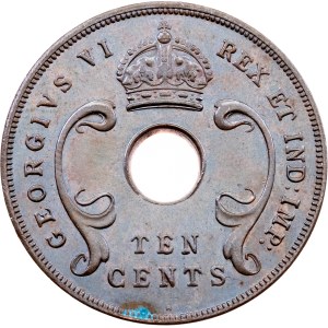 East Africa, 10 Cents 1937, H, Heaton