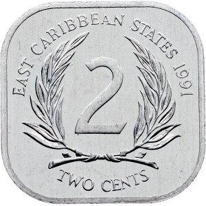 Eastern Caribbean States, 2 Cents 1991, Llantrisant