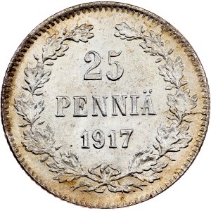 Wielkie Księstwo Finlandii, 25 pensów, 1917 r., S, Helsinki