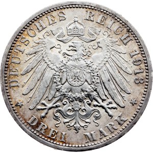 Pruské království, 3 marky, 1913, A, Berlín