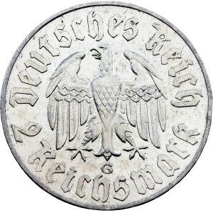 Německo, 2 říšské marky, 1933, G, Karlsruhe