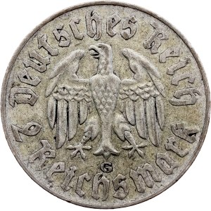 Germany, 2 Reichsmark 1933, G, Karlsruhe - Key date