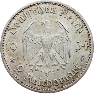 Germany, 2 Reichsmark 1934, A, Berlin