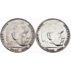 Niemcy, 2 × 5 reichsmarków, 1935–1936, Berlin i Muldenhütten
