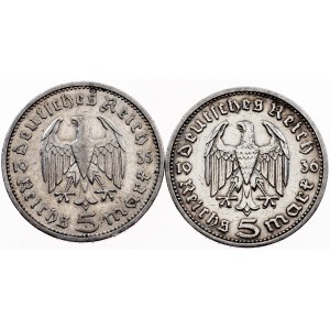 Niemcy, 2 × 5 reichsmarków, 1935–1936, Berlin i Muldenhütten