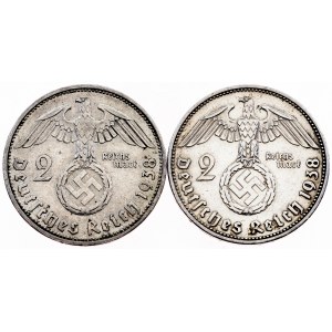 Germany, 2 x 2 Reichsmark 1938, Berlin and Vienna