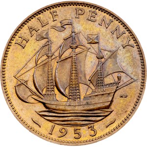 Velká Británie, 1/2 penny, 1953, Londýn